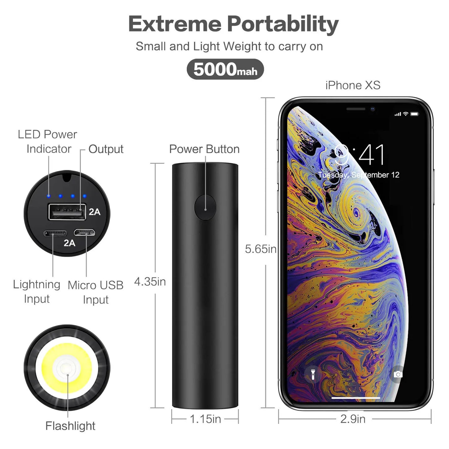 Dual-Purpose Power Bank and Flashlight