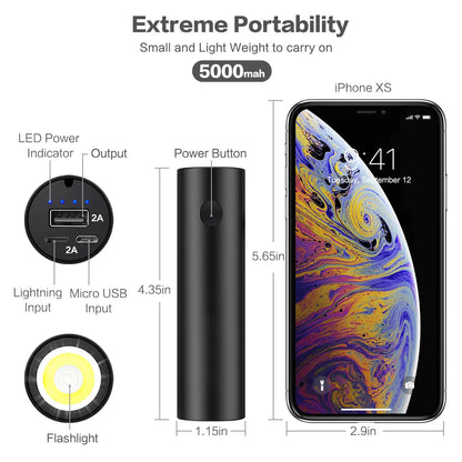 Dual-Purpose Power Bank and Flashlight